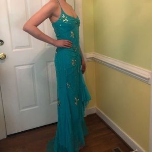 Formal prom dress in teal